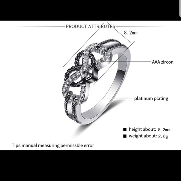 INFINITY ETERNITY HEART SHAPE BLACK&SILVER RING - Picture 8 of 9